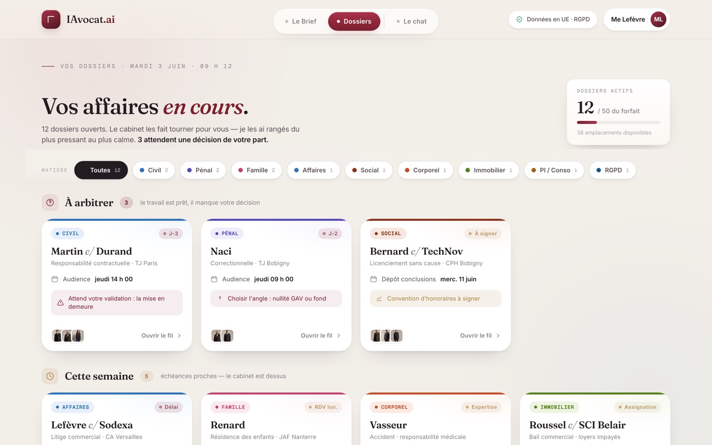 IAvocat.ai — Vos dossiers